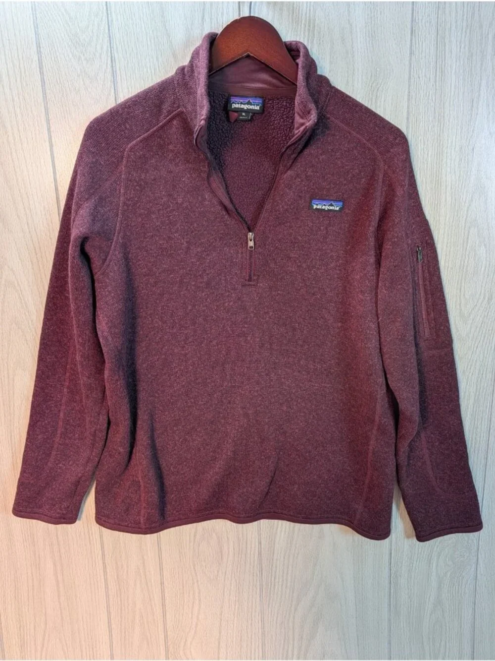 Patagonia Better Sweater 1/4 Zip Jacket Pullover Women's XL Maroon Fleece